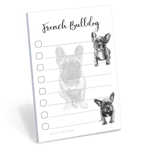 French Bulldog Puppies Sticky to Do List Notepad - Dog Sticky Notes Stationary School Office Supplies for Frenchie Mom | French Bulldog Gifts for Frenchie Lovers | 4" x 6" 50 Pages - size: Frenchie