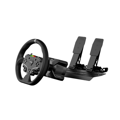 MOZA R3 Racing Simulator 4PCS Wheel & Pedals bundle for PC: R3 Direct Drive Base, ES Lite Steering Wheel, SR-P Lite Pedals and Table Clamp, Black