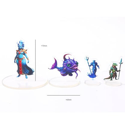 DND Miniature Coastal Swamp & Underwater Campaign Starter Set | Dungeons and Dragons, D&D 5E Pathfinder Compatible, Flat Acrylic Figure, TTRPG Tabletop RPG Game Accessory, DM Gift - style: 2d-mini-CoastalB