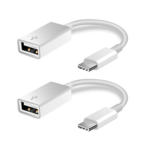 FLEAVER USB C to USB Adapter [2 Pack],Type-C OTG Cable Type C Male to USB A Female Adapter Compatible with Pro/Air 2019 2018 2017,S20 S20+ Ultra Note 10 S9 S8 (White) - color: white