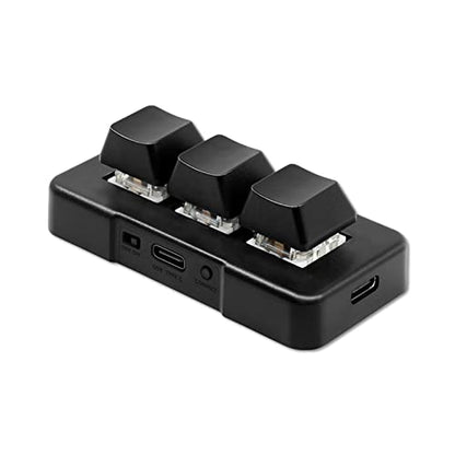 Yoidesu 3 Key Mini Keypad One Handed RGB Mechanical Gaming Keyboard DIY Programmable Macro Keyboard, Plug and Play, USB Gaming Keyboard Programming Macro Keys for Office, Game, - color: Black