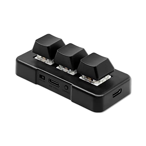 Yoidesu 3 Key Mini Keypad One Handed RGB Mechanical Gaming Keyboard DIY Programmable Macro Keyboard, Plug and Play, USB Gaming Keyboard Programming Macro Keys for Office, Game, - color: Black
