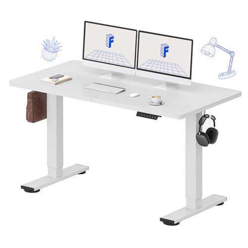 FLEXISPOT 55x24 Inch Electric Height Adjustable Standing Desk for Home & Office, Splice Board Desk for Computer Workstation, Study, or Creative Setup, White - color: White, size: 55"x24"