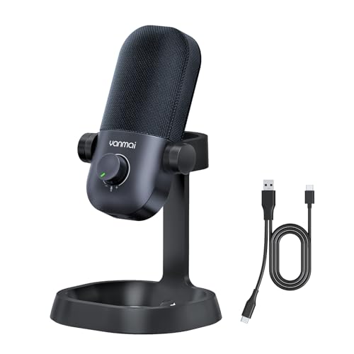 USB Microphone for PC, Plug & Play Cardioid Condenser Mic - color: Black