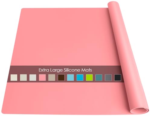 Extra Large Silicone Table Mat, Silicone Mat for Crafts Kids Dinner Placemat Desk Countertop Protector Heat Resistant Baking Mat Reusable Dough Rolling Pad Fondant Mat, Pink (23.62x15.75 inches) - color: 03-pink, size: 23.6"L x 15.7"W