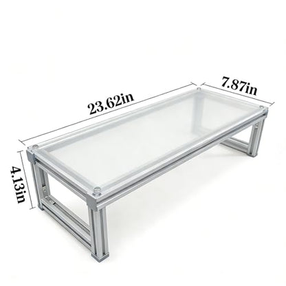 Monitor Stand Riser Acrylic Aluminum, Heavy Duty Ergonomic Screen Stand with Under Desk Storage, Neck Pain Relief Desk Organizer for Laptop PC iMac Home Office & Gaming