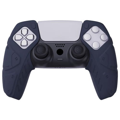 PlayVital Mecha Edition Midnight Blue Ergonomic Soft Controller Silicone Case Grips for ps5, Rubber Protector Skins with Thumbstick Caps for ps5 Controller - Compatible with Charging Station - color: Midnight Blue