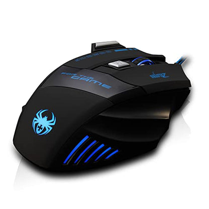 zelotes Ergonomic Gaming Mouse with Rapid Fire Button, 7200 DPI(5-Level Adjustable), 7 Buttons,LED Lighting, USB Wired Optical Mouse for Office/Gaming, Compatible with Laptop/PC (Black)