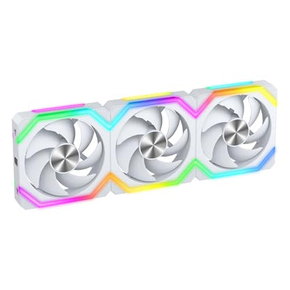 Iesooy ARGB Cooling Fan, 1800RPM 5V 3-PIN Cable, 120mm PWM PC Case Fan, ARGB Async/Sync Mode, Daisy Chain Modular Stackable, Silent for CPU Liquid Coolers （White, Forward, 3-Pack） - color: White