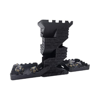Castle Retro Black Dagger Dice Dice Tower Dungeons and Dragons RPG Tabletop Roleplaying Game Jail D&D (Random 7PCS D20 Dice Set Included) Black - color: Black