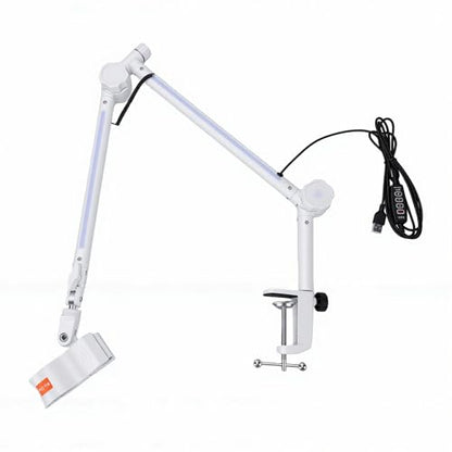 Asixxsix Microphone Boom Arm, Metal Adjustable Rotatable RGB Mic Stand with 3/8 to 5/8 inch Screw Adapter Desk Mount Clamp 2.2lbs Capaicty Heavy Duty for Gaming Streaming Podcast