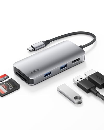 Belkin USB-C Hub 5 in 1 4K HDMI, 2 USB-A, SD & MicroSD | USB-C docking station for Neo MacBook, MacBook Pro, Air, iPad Pro, and XPS, supports 4K HDMI display, SD card reader - style: 5-in-1 USB-C Hub