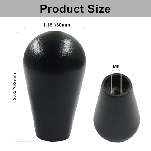 ZOCCVI Arcade Joystick Ball Top Handle, Black, 2 Pcs | M6 Thread, Plastic Replacement Knob, DIY Arcade Game Fight Stick, Oval - color: Black(Oval)