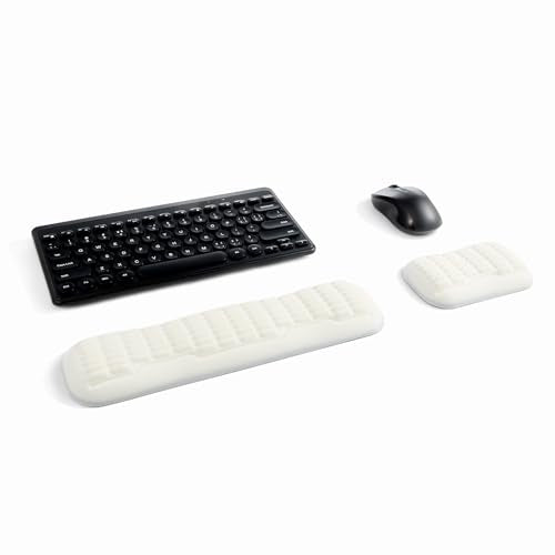 UnivoColors Compact-Sized Keyboard & Mouse Wrist Rest Set-Ergonomic 3.0 Upgrade with Wave Curve Support,Non-Slip Base,Perfect for Work & Gaming(Ivory) - color: Ivory, style: Compact Keyboard + Mouse Wrist Pad Set