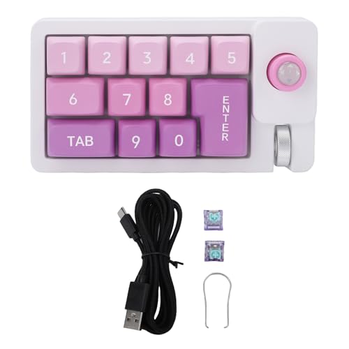 Fabater Mechanical Number Pad, Wired USB Numeric Keypad with 12 RGB LED Backlight and Joystick Roller, 12 Keys Macro Keyboard for Laptop PC Gaming, Numpad for Laptop Computer (Purple) - color: Purple