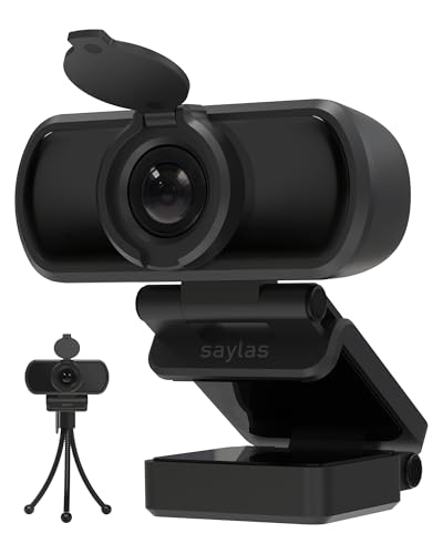 saylas 1080P Webcam for PC with Microphone, 100° FOV, USB Webcam with Privacy Cover and Tripod, Plug&Play Computer Camera for Online Calling, Zoom/Teams/Facetime - color: 1080P/100°FOV