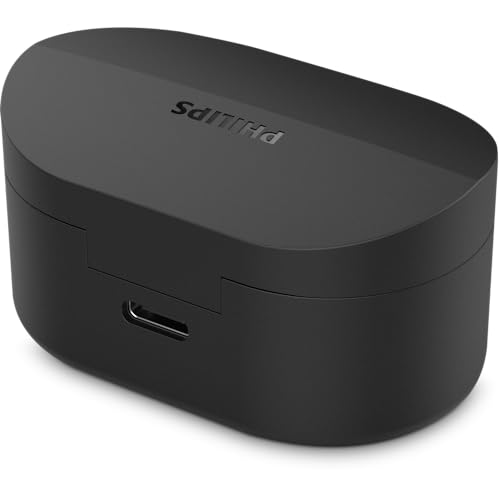 Philips TAT1108 Wireless Earbuds,True Wireless Headphones,Powerful Bass with 6 mm Driver,Clear Call with AI Mic,15-Hour Battery Life,Bluetooth v5.3,IPX4 Rating,Ergonomic Design for Comfort,Black - size: With tips, style: Ear Tip