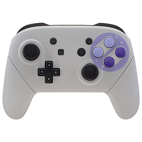 eXtremeRate Classics SNES Style Soft Touch Faceplate Backplate Handles for Nintendo Switch Pro Controller, DIY Housing Shell Grip and Buttons for Nintendo Switch Pro - Controller NOT Included - color: Classic SNES Style