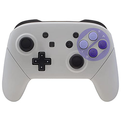 eXtremeRate Classics SNES Style Soft Touch Faceplate Backplate Handles for Nintendo Switch Pro Controller, DIY Housing Shell Grip and Buttons for Nintendo Switch Pro - Controller NOT Included - color: Classic SNES Style
