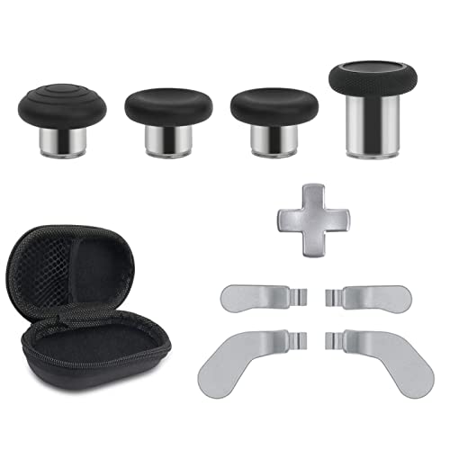 Metal Replacement Thumbsticks for Xbox Elite Controller Series 2 Core,Component Pack Includes 4 Swap Magnetic Joysticks,4 Paddles,1 Standard D-Pads, Accessories Parts for Xbox One Elite 2 (Silver) - color: silver