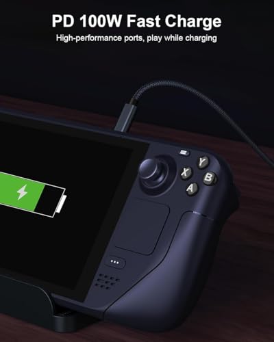 USB C to HDMI Cable 2 in 1 Steam Deck Adapter 4K 60Hz HDMI 100W Charging Port, Monitor TV Connector Cable USB C Dock for Steam Deck OLED/ROG Xbox Ally/iPad/Samsung Galaxy Dex/Tablet/iPhone 17 6.6TF/2M