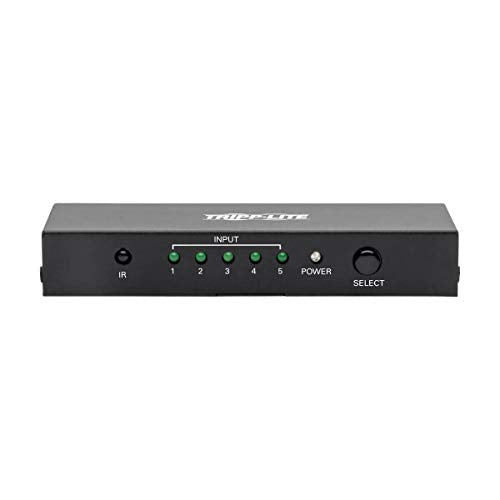 Eaton Tripp Lite 5-Port HDMI Switch with Remote, 5 in 1 Out, 4K@60Hz, Remote Control or Push Button, HDMI Splitter Adapter KVM Selector Box, Plug-and-Play, 3-Year Warranty (B119-005-UHD)
