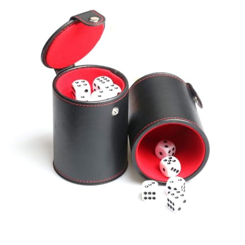 PU Leather Dice Cup with Double-Layer Lid Portable Dice Shaker for Bar Games Table Games Smooth Easy-Clean PU Material Professional Storage Container
