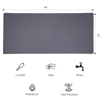 3XL Extended Gaming Mouse Pad/Mat 46"x20"(Steel Grey) - Large & Wide Desk Cloth Mousepad - Stitched/Water Proof/Non Slip Base - color: Steel Gray, size: 3XL 46"x20"