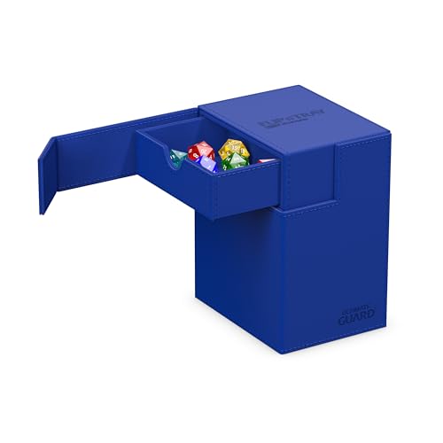 Ultimate Guard Flip'n'Tray 133+, Deck Case for 133 Double-Sleeved TCG Cards + Dice Tray, Blue, Independent Magnetic Closure & Microfiber Inner Lining - color: Blue, size: 133+