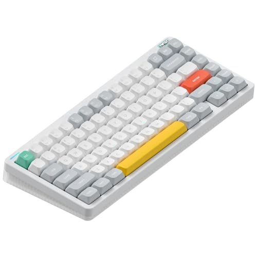 nuphy Halo75 V2 Mechancial Gaming Kyeboard,75% Wireless Hot Swappable Bluetooth Keyboard,83 Kyes RGB Backlit Keyboard,Support Bluetooth/2.4GHz/USB-C (White, Lemon (55gf)) - color: White, size: Lemon (55gf)