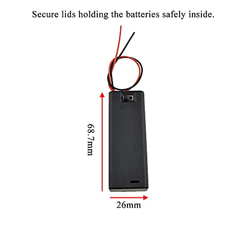 HAHIYO 1.5V AA Battery Holder Bundle with Wire Sturdy Cover Flexible Springs Contact Build-in Switch Batteries Black Case Easy Install 8 Pieces for Wall Clocks Ham Radio Kids Toys - style: 1AA-8P