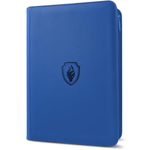 Premium Zip Card Binder, Fabmaker 9 Pocket Trading Card Binder, PU Cover Zipper Card Collection Album, Sturdy 360 Side-Loading Card Folder Holder for Game & Sports Cards, Royal Blue - color: Royal Blue, size: 9 Pocket - 13.9" x 10.5"