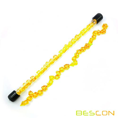 Bescon 28pcs Translucent Yellow Mini Polyhedral Dice Set in Tube, for Dungeons and Dragons RPG Dice 4X7pcs,Mini Gem Yellow Dice Set - color: 4x7pcs Mini Gem Yellow