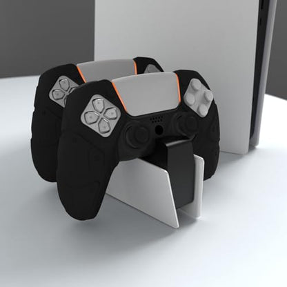 PlayVital Mecha Edition Black Ergonomic Soft Controller Silicone Case Grips for ps5, Rubber Protector Skins with Thumbstick Caps for ps5 Controller - Compatible with Charging Station - color: Black