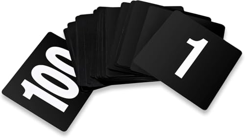 New Star Foodservice 23084 1-100 Double Side Plastic Table Numbers, 4" x 4" Inch, Light Grey on Black - size: 4 x 4 inches, style: Light Grey on Black (1-100)