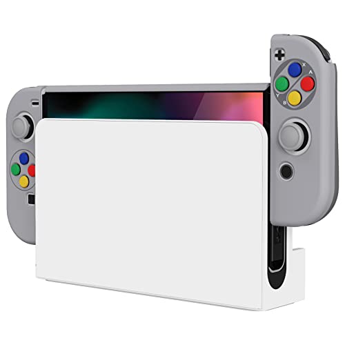 PlayVital AlterGrips Protective Slim Case for Nintendo Switch OLED, Ergonomic Grip Cover for Joycon, Dockable Hard Shell for Switch OLED w/Thumb Grip Caps & Button Caps - color: SFC SNES Classic EU Style
