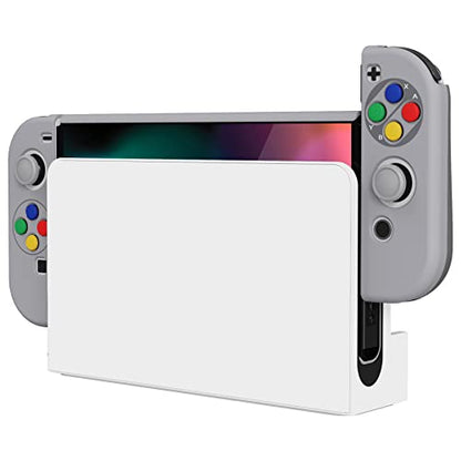 PlayVital AlterGrips Protective Slim Case for Nintendo Switch OLED, Ergonomic Grip Cover for Joycon, Dockable Hard Shell for Switch OLED w/Thumb Grip Caps & Button Caps - color: SFC SNES Classic EU Style