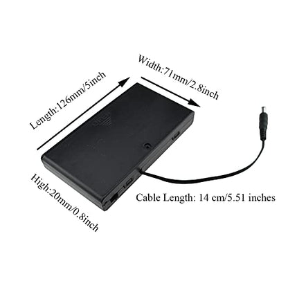 HAHIYO 12V 8x1.5V AA Battery Holder with DC Plug Portable Supply Quick Swap Securely Lids On/Off Switch Plastic Batteries Storage Box Case 2 Pieces for Wireless Cameras Halloween LED Light Strips - style: 8AA(DC Plug)-2P