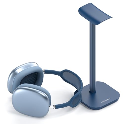 Headphone Stand, Desktop Headset Holder Heavy Base Desk Earphone Stand Aluminum Gaming Headset Hanger Rack for AirPods Max, AirPods, AirPods Pro, Sony, Beats, Bose, Razer and More(Blue) - color: Blue