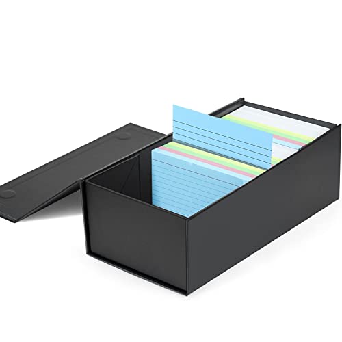 Harhana 3x5 Index Card Holder Card File Box Organizer, Hold 1200 3x5-Inch Flash Cards 1 Pack Black - color: Black