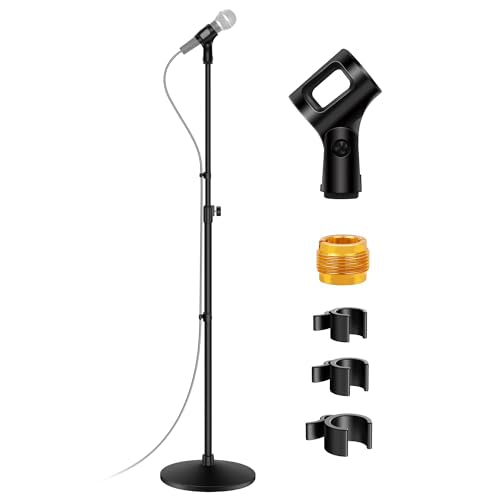 InnoGear 66.34" Mic Stand Microphone Stand Floor Weighted Base for Singing | Height Adjustable, Detachable, Portable for Travel, Stable Base, Work with Blue Yeti Shure SM58 Samson Q2U Fifine K669B - style: Screw Knob 39“ - 66"