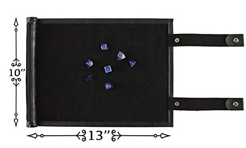 Forged Dice Co Scroll Dice Tray and Rolling Mat with Zippered Dice Holder - Storage Pouch Holds up to 14 Metal or Plastic Polyhedral Dice - Compatible with DND and Dungeons & Dragons Game Dice - color: Black