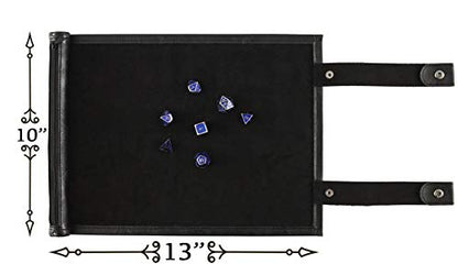 Forged Dice Co Scroll Dice Tray and Rolling Mat with Zippered Dice Holder - Storage Pouch Holds up to 14 Metal or Plastic Polyhedral Dice - Compatible with DND and Dungeons & Dragons Game Dice - color: Black