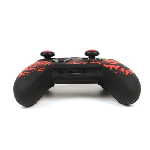 Tiger HeadController Skin Compatible with Xbox Series X Wireless Controller, RALAN Protector Case， Customised Thumb Grips Cap - color: Tiger Head black red
