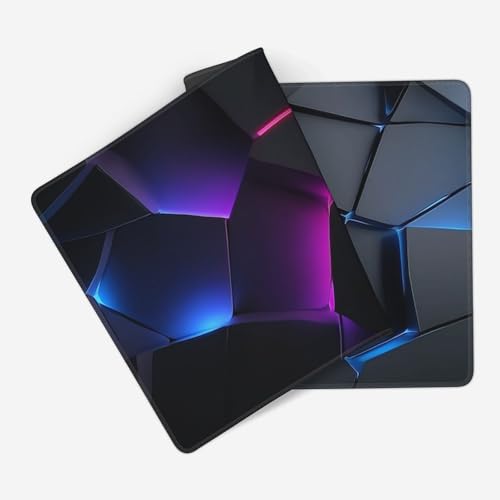 Neon 3D Geometry Desk Pad Mouse Pad Colorful Crack Cool Extended Gaming Mouse Pad Mat with Stitched Edge Non-Slip Base 35.4" x 15.7" - color: Neon 3D Geometry