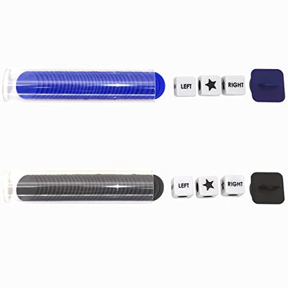 Ahoper Right Left Center Dice Game Prime Set Bundle with 3 Dices + 36 Chips. Round Tube Storage is Very Convenient for Travel. Easy to Store, Carry Around. (2 Pack) - color: 2 Pack