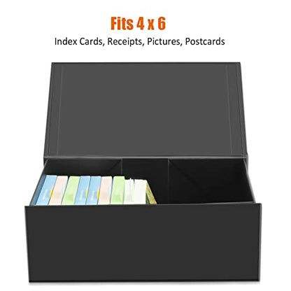 tutata 4X6 Index Card Holder, Index Card Storage Box 4 x 6 Inches, Fits 1200 Flash Cards - 1 Pack, Black - color: 1 PACK 4X6 BLACK BOX