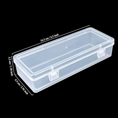 8 Pieces Rectangular Empty Mini Clear Plastic Organizer Box | 6.5 x 2.56 x 1.38 Inch, Hinged Lids, For Small Items, Craft Projects - size: 165 x 65 x 35 mm