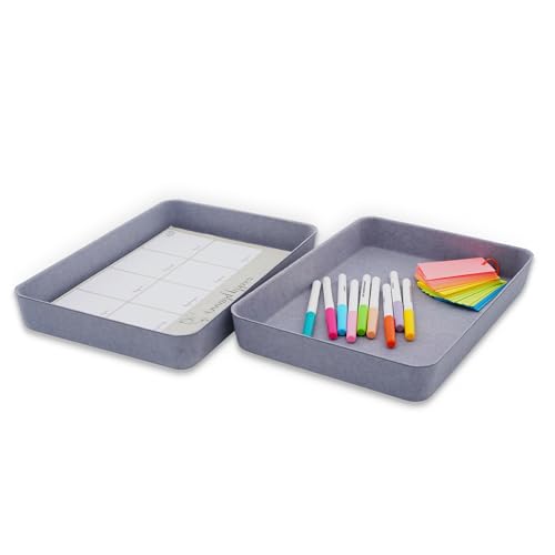 2pc Office desk drawer organizer tray Paper Holder Glacier Gray | Sustainable material soft yet sturdy,multi-purpose storage, sleek minimalist lifestyle - color: Glacier gray