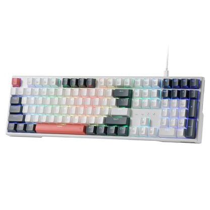 Redragon K668 RGB Gaming Keyboard, 108 Keys Wired Mechanical Keyboard w/Extra 4 Hotkeys, Sound Absorbing Foams, Upgraded Hot-swappable Socket, Mixed Color Keycaps x 2 Sets, Red Switch - color: Gemini Eclipse